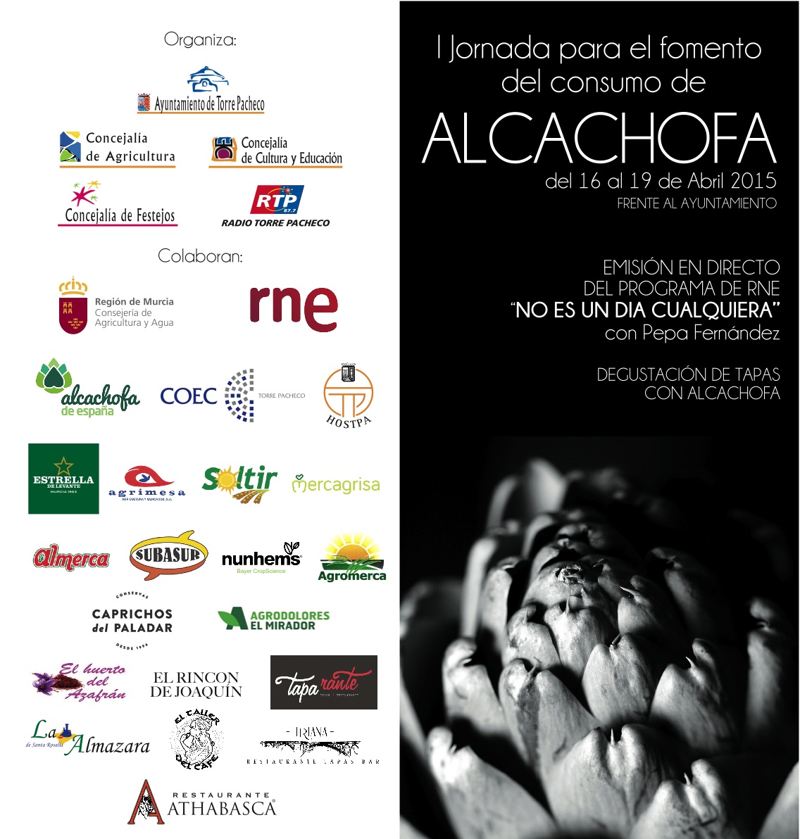 PORTADA PROGRAMA I JORNADA ALCACHOFA TORRE-PACHECO 16-19 abril 2015